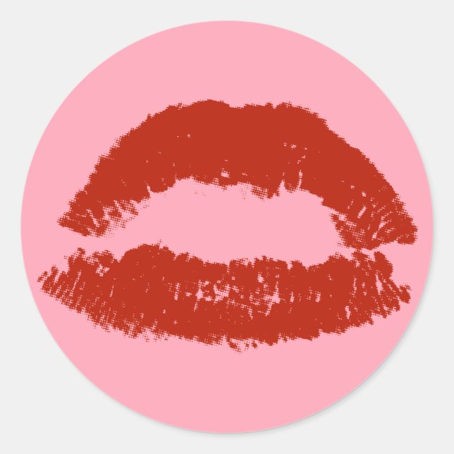 Sticker Rond Lèvres Pop Art Rouges (Devant)