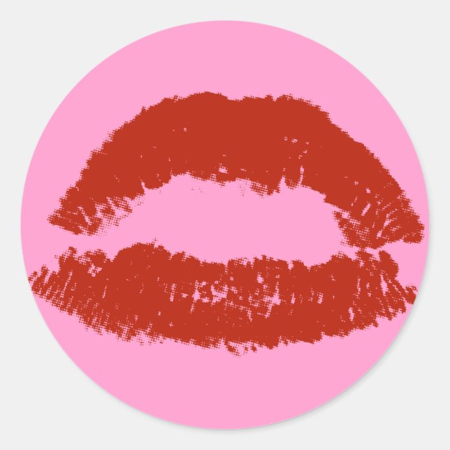 Sticker Rond Lèvres Pop Art Rouges (Devant)