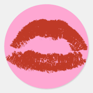 Sticker Rond Lèvres Pop Art Rouges