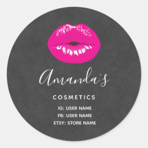 Sticker Rond Lèvres roses chaudes Illustration brillante Entrep