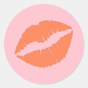 Sticker Rond Lèvres roses et coralliennes