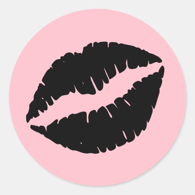 Sticker Rond Lèvres roses et noires (Devant)