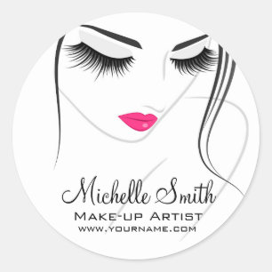 Sticker Rond Lèvres roses Face longues cils Lash Extensions