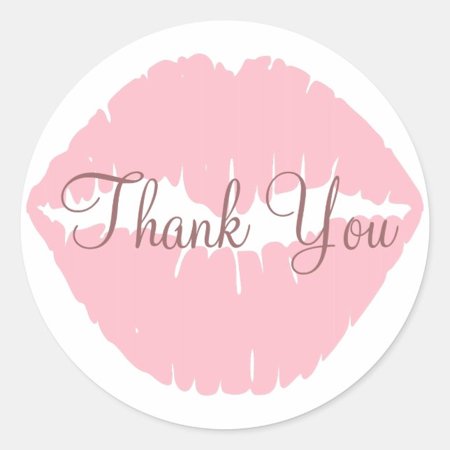 Sticker Rond Lèvres roses merci (Devant)