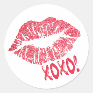 Sticker Rond Lèvres roses XOXO Artiste de maquillage
