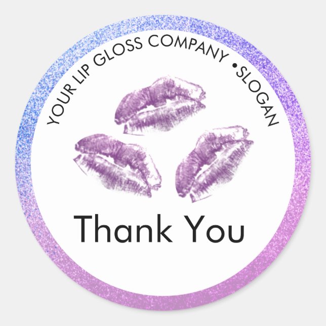 Sticker Rond Lèvres Violettes & Gloss à Lèvres Pailleté Affaire (Devant)