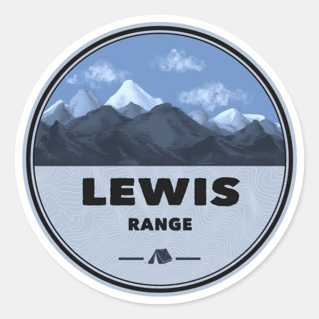 Sticker Rond Lewis Mountain Range Camping (Devant)