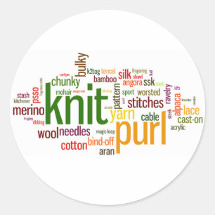 Sticker Rond Lexique de tricot - mots pour des tricoteuses ! 