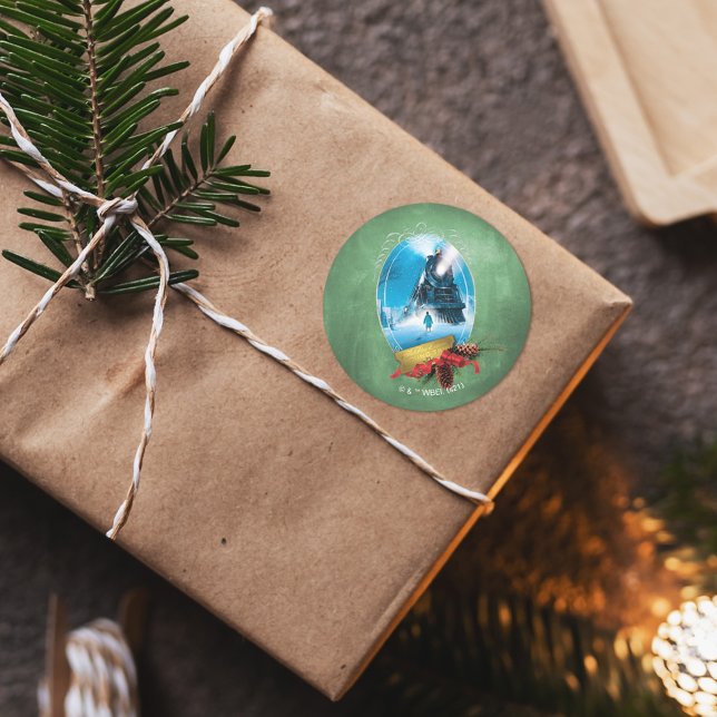 Sticker Rond L'Express polaire | Arrivée du train encadré de va (Créateur téléchargé)