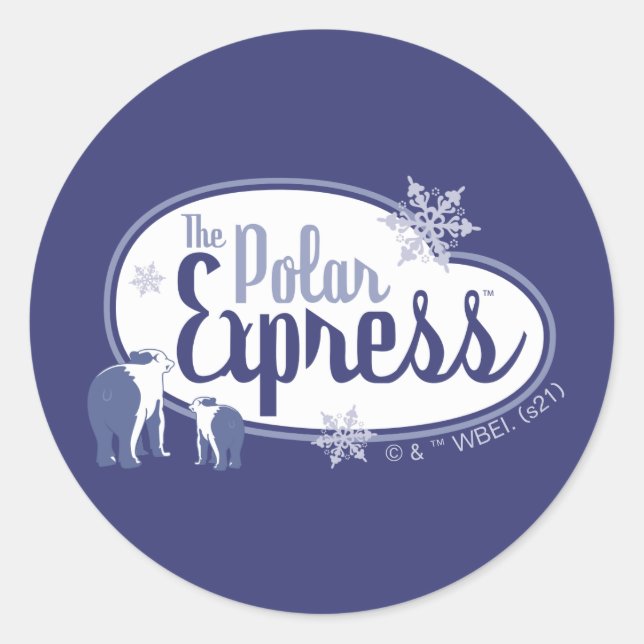Sticker Rond L'Express polaire | Ours polaires Retro Graphisme (Devant)
