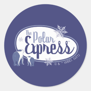 Sticker Rond L'Express polaire   Ours polaires Retro Graphisme