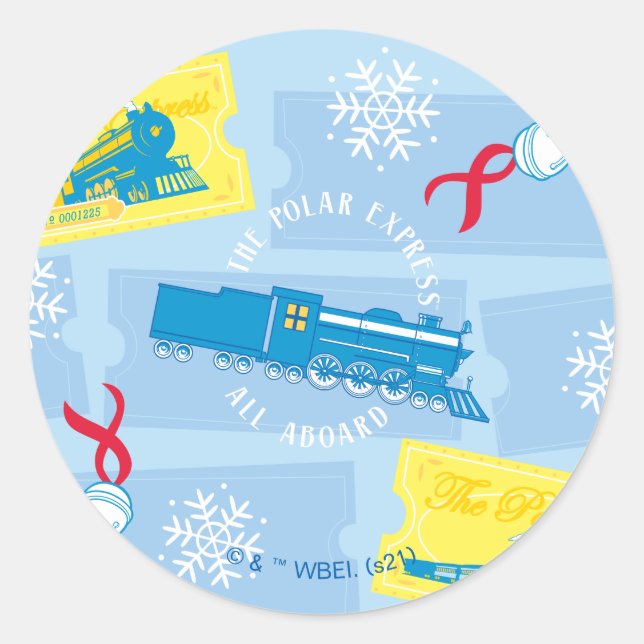 Sticker Rond L'Express polaire | Retro Train & Ticket Motif (Devant)