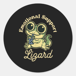 Sticker Rond Lézard de soutien émotionnel Gecko mignon avec Bob
