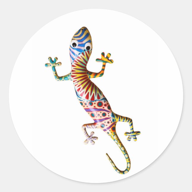 Sticker Rond Lézard gekko coloré (Devant)