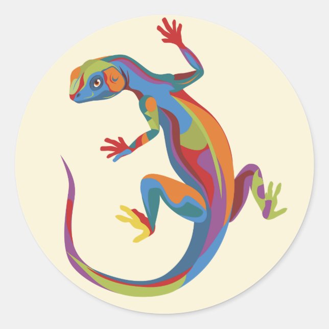 Sticker Rond Lézard Peint (Devant)