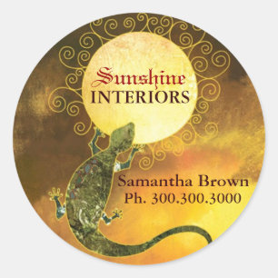 Sticker Rond Lézard rustique tenant les affaires de Sun