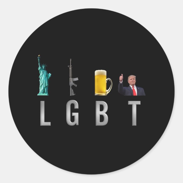 Sticker Rond LGBT - Armes de la liberté Bière Trump 6 (Devant)