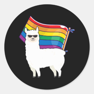 Sticker Rond Lgbt Drapeau T Chemise Llama Gay Lesbian Résiste H