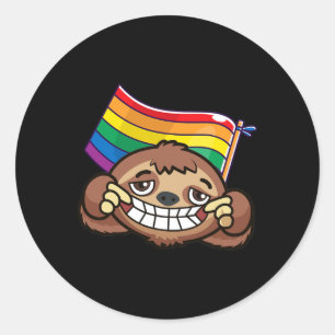 Sticker Rond Lgbt Drapeau T Chemise Sloth Gay Lesbian Resist Ho