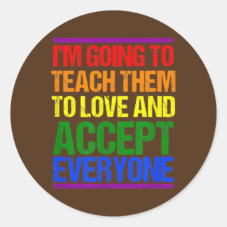 Sticker Rond LGBT Enseignant Ally Rainbow Apprendre l'amour Acc