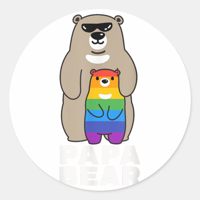 Sticker Rond LGBT Fier Papa Fier Ours Fier Ours Papa LGBT Pride (Devant)