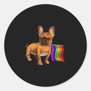 Sticker Rond Lgbt Gay French Bulldog Gay Chien Paw Lgbt Pride