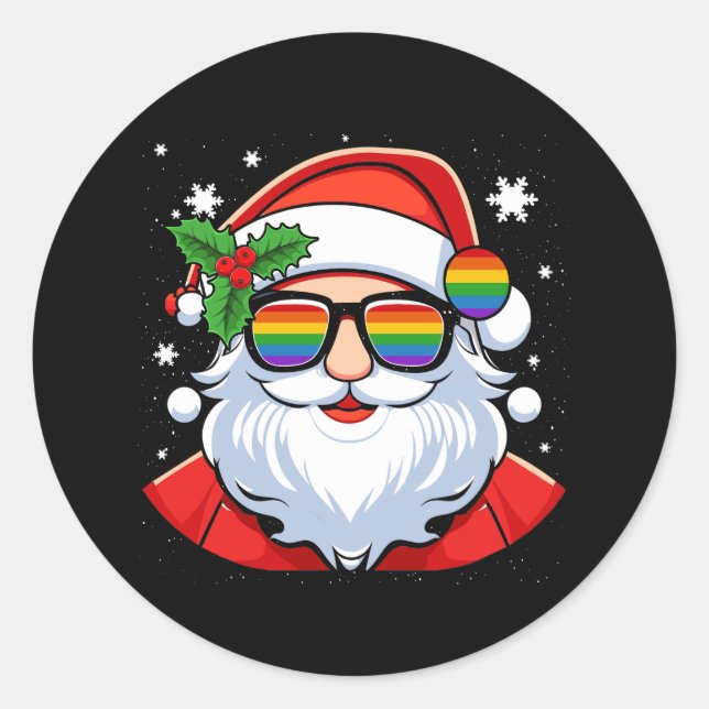 Sticker Rond LGBT Gay pride Cool tendance Santa Claus Gay Merry (Devant)