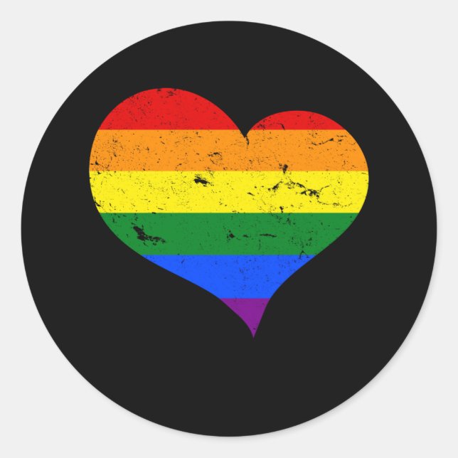 Sticker Rond LGBT - Lesbian Gay Bisexual Transgenre Coeur (Devant)