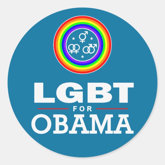 Sticker Rond LGBT pour OBAMA (Devant)