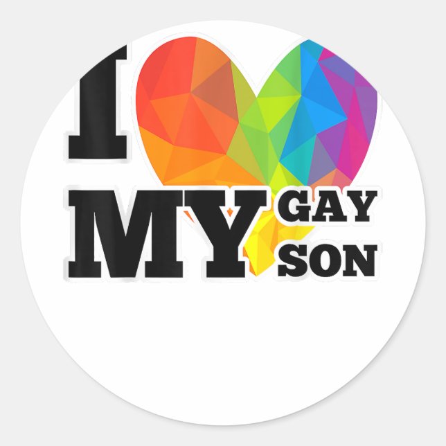 Sticker Rond LGBT Pride Gay Lesbian March Shirt I Love My Gay S (Devant)