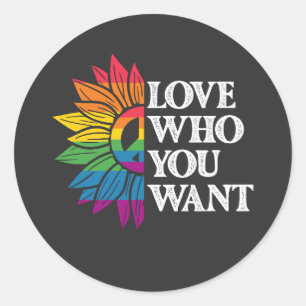 Sticker Rond LGBT Pride l'amour qui vous voulez gay lesbienne
