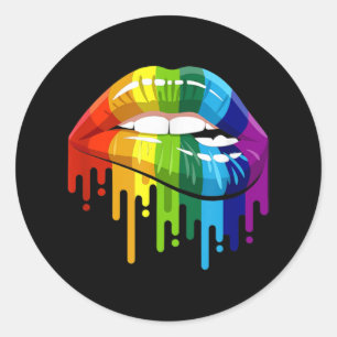 Sticker Rond LGBT Rainbow Lip Gay pride