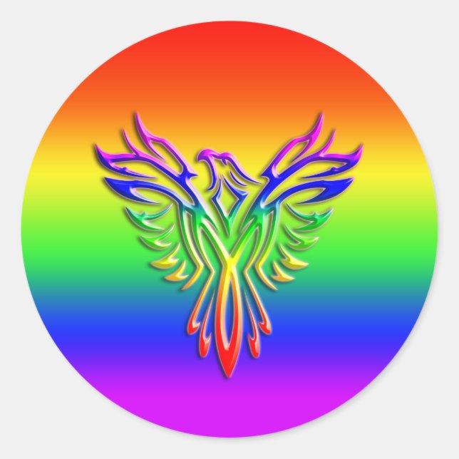 Sticker Rond LGBT Rainbow Pride Phoenix Rising (Devant)