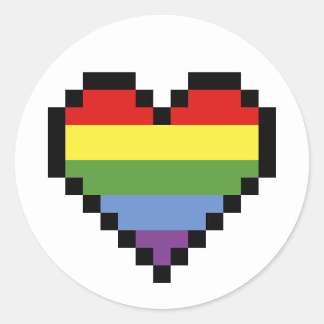 Sticker Rond LGBT rainbow pride pixel art (Devant)