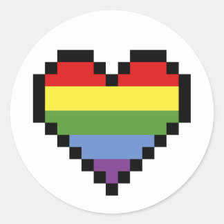 Sticker Rond LGBT rainbow pride pixel art