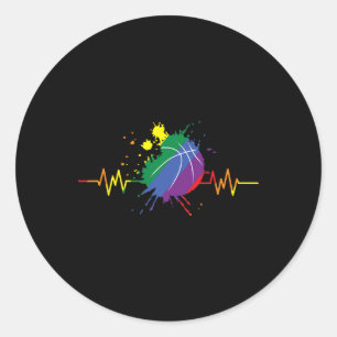 Sticker Rond Lgbt Rainbow Sketll Battement de coeur Gay Fierté