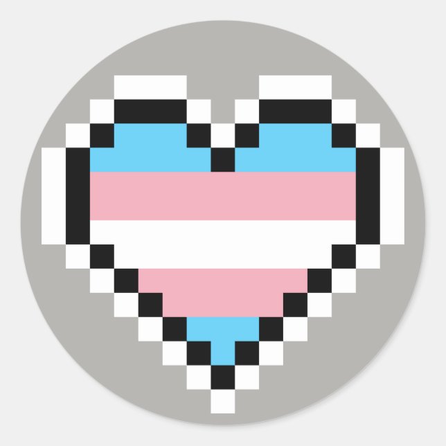 Sticker Rond LGBT transgenre orgueil pixel art (Devant)