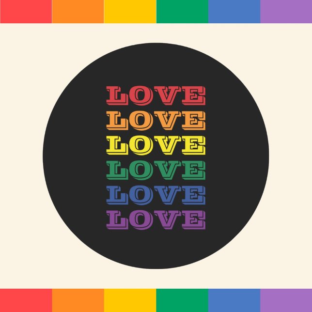Sticker Rond LGBTQ Gay pride Love Personnalisable Texte Répété (Créateur téléchargé)