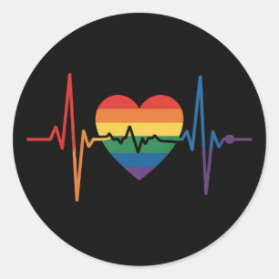 Sticker Rond LGBTQ Heartbeats Heartbeats Pride Gay Lesbian Tran