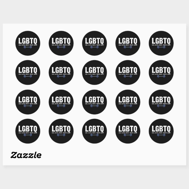 Sticker Rond LGBTQ Legs Glutes Biceps Triceps Quads Gym Lover (Feuille)