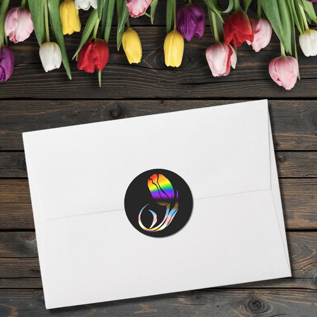 Sticker Rond LGBTQ plus Fleurs tulipes (Créateur téléchargé)