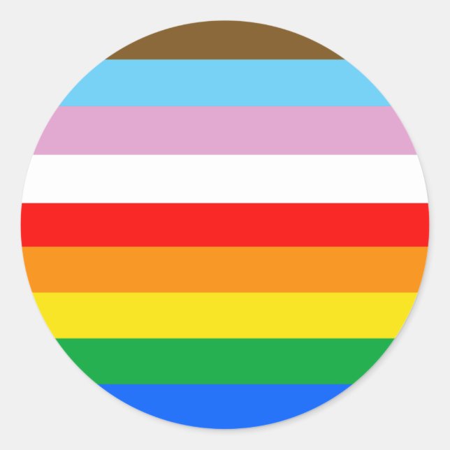 Sticker Rond LGBTQ+ Progrès des bandes d'indicateur (Devant)