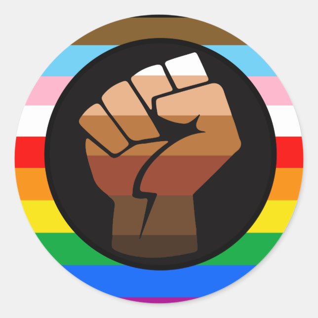 Sticker Rond LGBTQ+ Progrès PDC Pride Indicateur (Devant)
