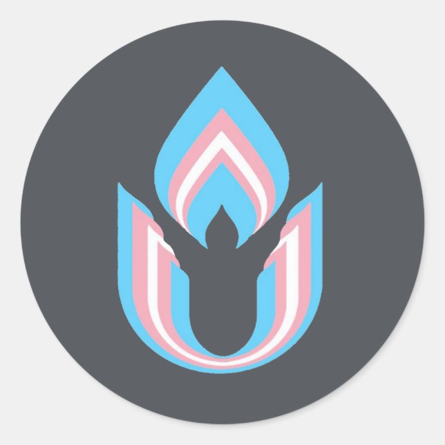 Sticker Rond LGBTQ transgenre Unitaire Universalisme chalut (Devant)