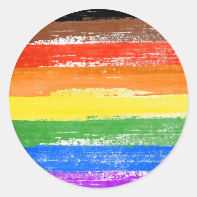 Sticker Rond LGBTQIA+ Peinture de fierté (Devant)