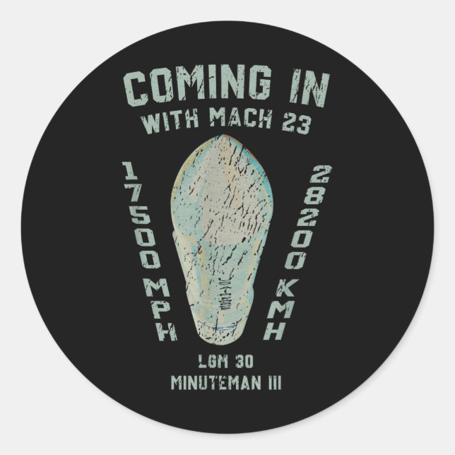 Sticker Rond Lgm-30 Minuteman Ballistic Missile Us Warhead Cold (Devant)