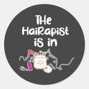 Sticker Rond L'hairapist est dans Funny Coiffeurs cadeaux  