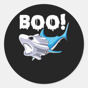 Sticker Rond L'Halloween du requin Boo Ghost Shark Gift Boys Me