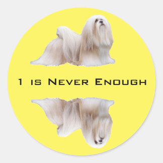 Sticker Rond Lhasa Apso 1 ne suffit jamais