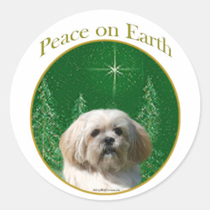 Sticker Rond Lhassa Apso Paix